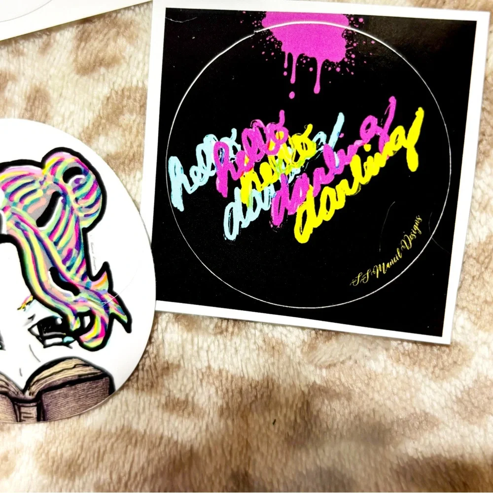 Handmade Colorful Book Themed Pop Art Stickers Set